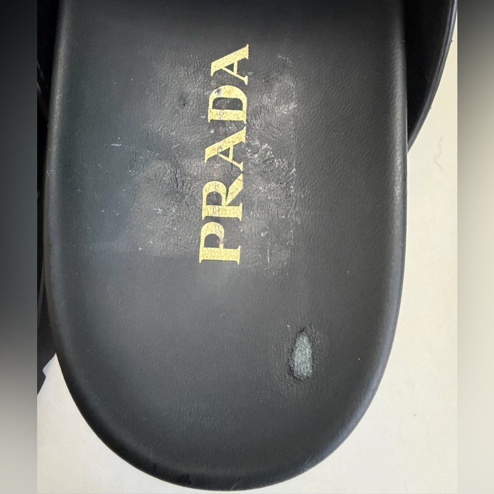 Prada Women’s Leather Dual-Buckle Slide Sandals - Picture 12 of 12